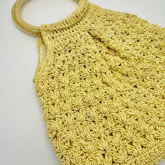 Vintage style 1960s Yellow crocheted Handbag - Picture 6 of 7